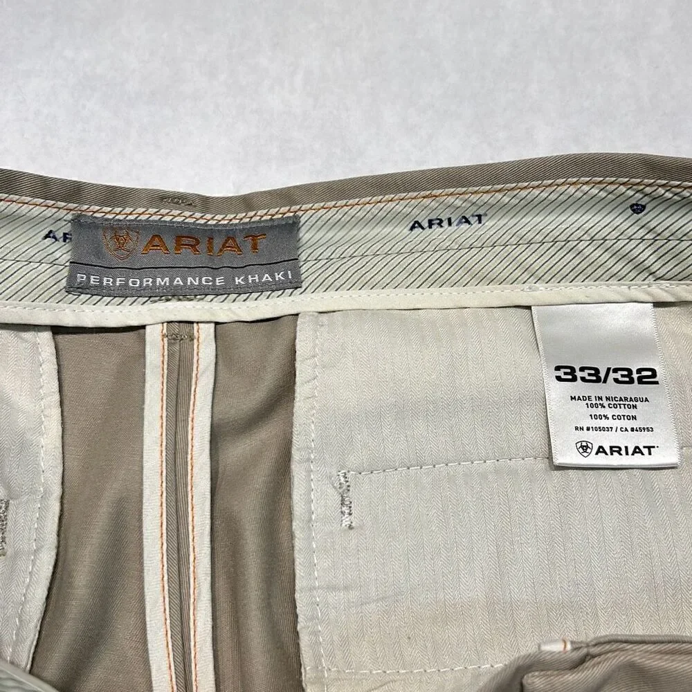 Ariat Mens Performance Khaki Pants Chinos Sz 33x32 (L0547)